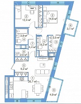 2-комнатная квартира 76,9 м2 ЖК «LEGENDA Комендантского»
