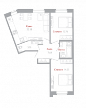 2-комнатная квартира 64,2 м2 ЖК «Новое Колпино»