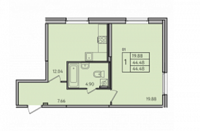 1-комнатная квартира 44,5 м2 ЖК «Астрид»