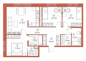 3-комнатная квартира 79,5 м2 ЖК «LEGENDA Комендантского»